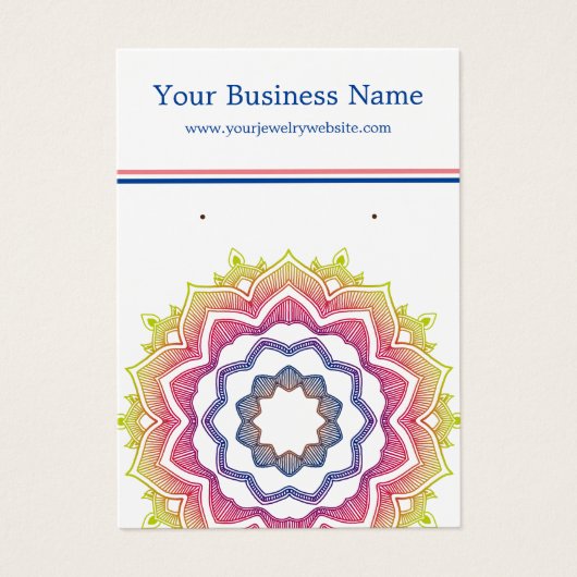 Mandala White Earring Visitekaartje (Voorkant)