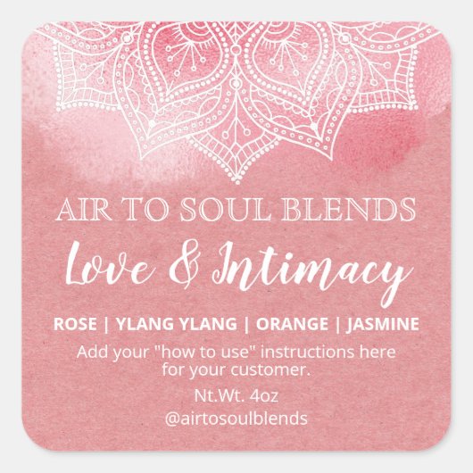 Mandala White Pink Love & Intimacy Blend Labels (Voorkant)