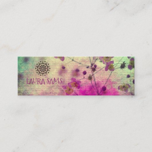 Mandala Wildflower Vrouwelijke Profiel Kaart Mini Visitekaartje (Voorkant)