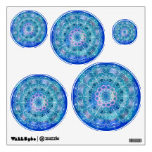 Mandala Wit Omtrek blauwe Waterverf -