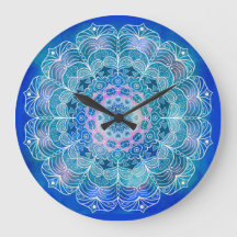 Mandala Wit Omtrek blauwe Waterverf -