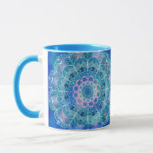 Mandala Wit Omtrek blauwe Waterverf - Mok (Links)