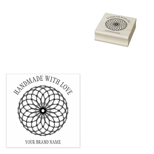 Mandala with Handmade with Love quote Rubberstempel (Gestempeld)