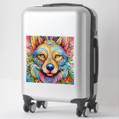 Mandala Wolf met Bloemaccenten Sticker (Koffer)