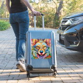 Mandala Wolf met Bloemaccenten Sticker (Koffer Insitu)
