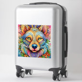 Mandala Wolf with Floral Accents Sticker (Koffer)
