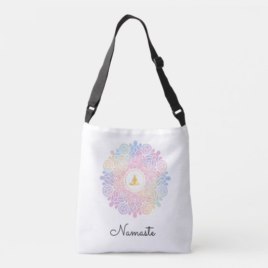 *~* Mandala Women Meditation Energy Pastel Rainbow Crossbody Tas (Achterkant)
