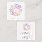 *~* Mandala Women Meditation Energy Pastel Rainbow Vierkante Visitekaartje (Voorkant / Achterkant)