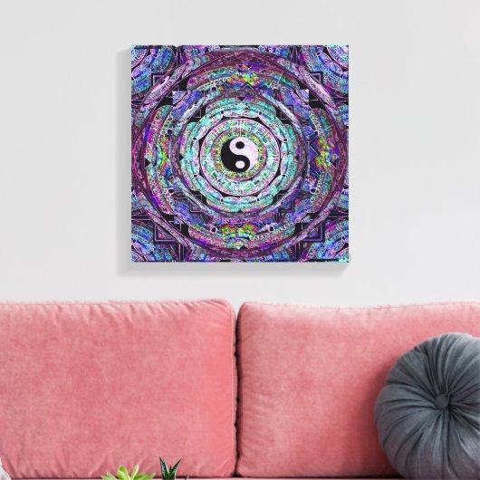 Mandala Yin Yang Canvas Afdruk (Insitu (Woonkamer))