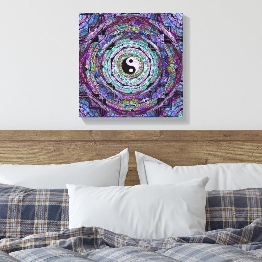 Mandala Yin Yang Canvas Afdruk (Insitu (Slaapkamer))