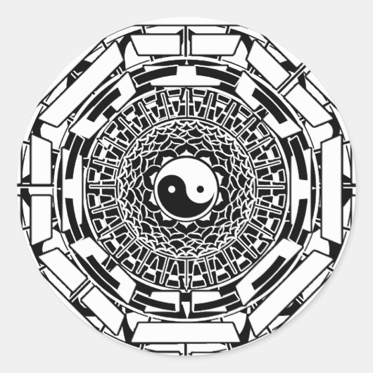 Mandala Yin Yang (witte) Sticker (Voorkant)