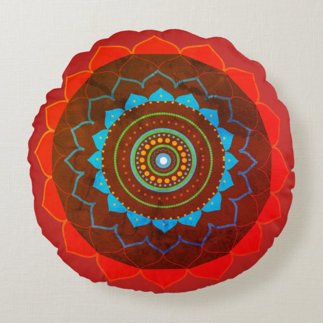 Mandala Yoga Gift Foto Rond kussen (Voorkant)