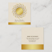 Mandala Yoga Instructor Classic Lotus Floral Gold Vierkante Visitekaartje (Voorkant / Achterkant)