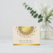 Mandala Yoga Instructor Classic Lotus Floral Gold Visitekaartje (Staand voorkant)