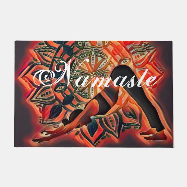 Mandala Yoga Meditation Namaste Spiritueel Deurmat (Voorkant)