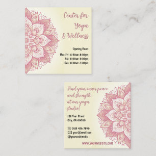 Mandala Yoga Studio Lichtgele Pastel Roze Roos Vierkante Visitekaartje