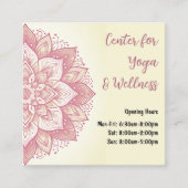 Mandala Yoga Studio Lichtgele Pastel Roze Roos Vierkante Visitekaartje (Voorkant)