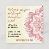 Mandala Yoga Studio Lichtgele Pastel Roze Roos Vierkante Visitekaartje (Achterkant)