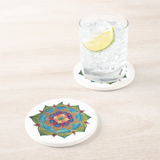 Mandala Zandsteen Drink Onderzetter (Zijkant)