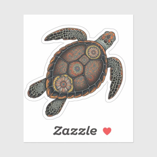 Mandala zee schildpad ontwerp sticker (Vel)