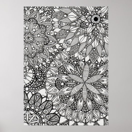 Mandala Zen Pattern Lineart Poster Print (Voorkant)