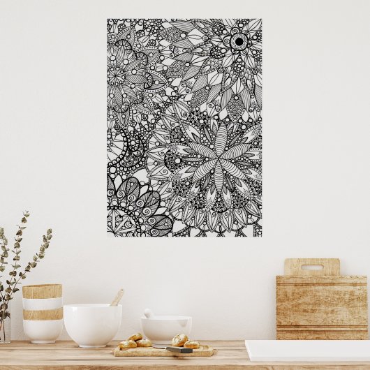 Mandala Zen Pattern Lineart Poster Print (Keuken)