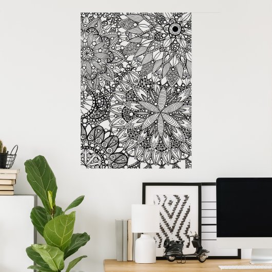 Mandala Zen Pattern Lineart Poster Print (Thuiskantoor)