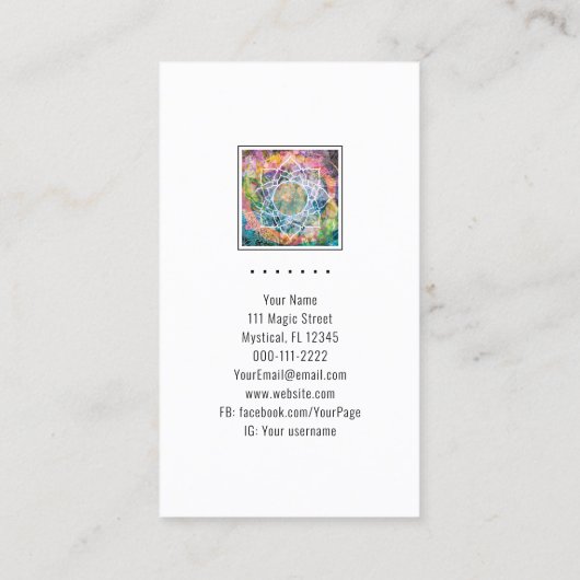 Mandala Zen Reiki Yoga Massage Sacred Spiritueel Visitekaartje (Achterkant)