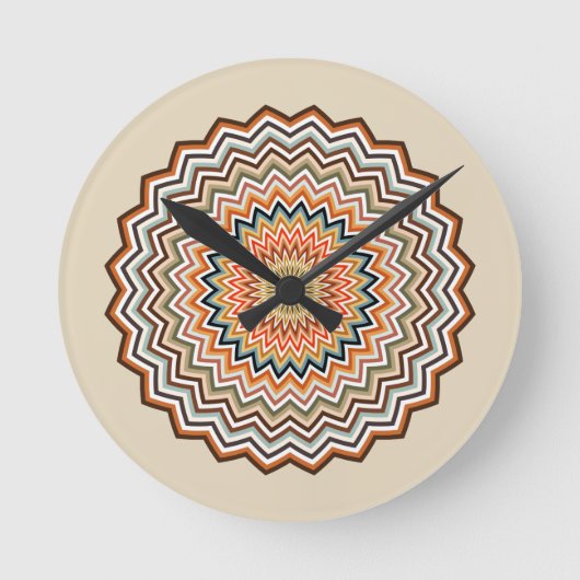 Mandala Zigzag Patroon Ronde Klok (Voorkant)