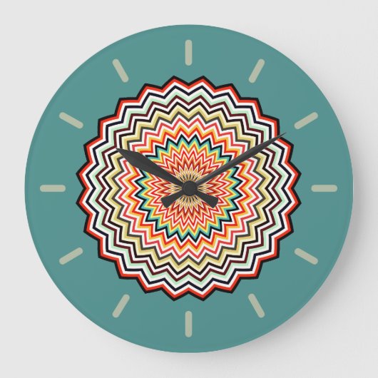 Mandala Zigzag Pattern Grote Klok (Voorkant)