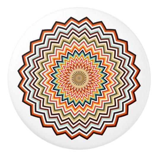 Mandala Zigzag Pattern Keramische Knop (Voorkant)