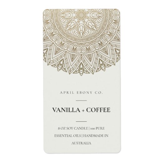  MANDALA ZILVER BORD GOUDEN FOLIE KAARS LABEL (Voorkant)