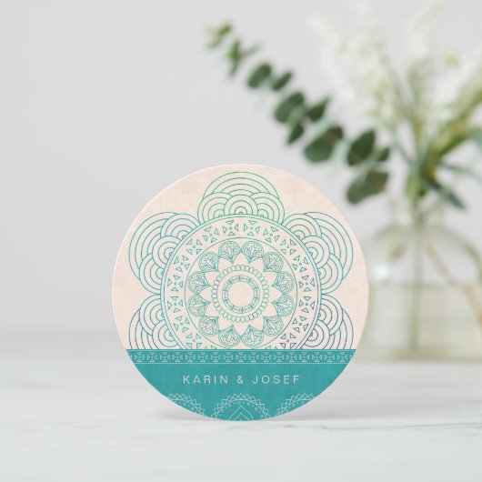 Mandala Zomer Tuin Chique Bruiloft Kaart (Staand voorkant)