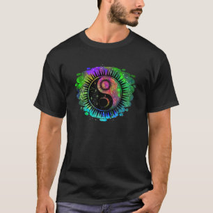 Mandala Zon Maan Yin Yang Retro Sterrenstelsel Zen T-shirt
