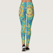 Mandala Zonnegodin, Rode Geeltjes op Aqua Leggings (Achterkant)
