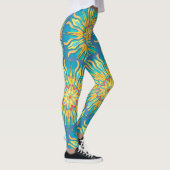 Mandala Zonnegodin, Rode Geeltjes op Aqua Leggings (Rechts)