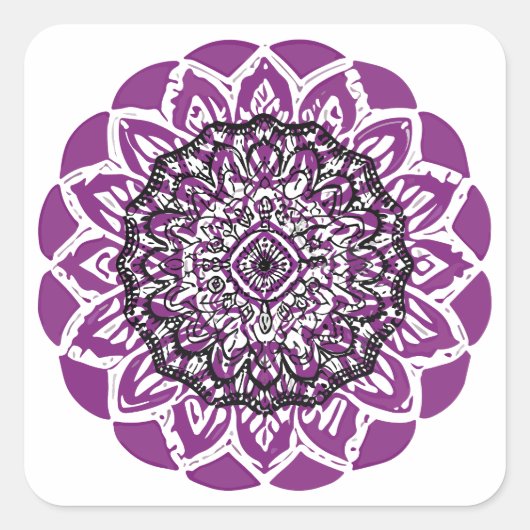 mandala Zoomtekening Vierkante Sticker (Voorkant)