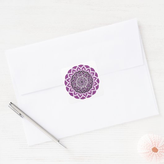 mandala Zoomtekening Vierkante Sticker (Envelop)