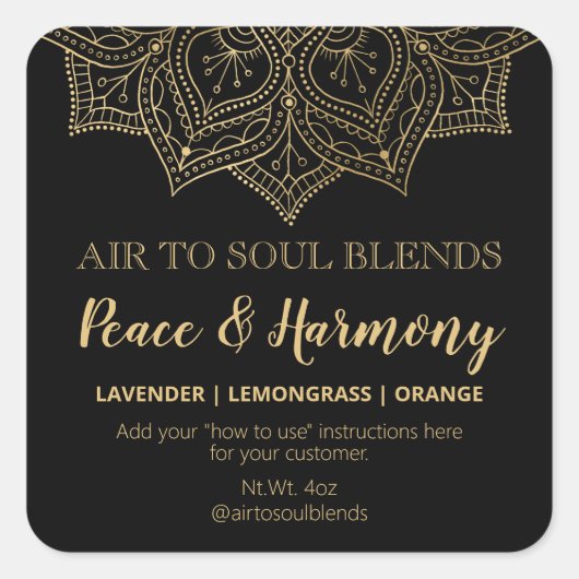 Mandala Zwart en Goud Blend Labels (Voorkant)