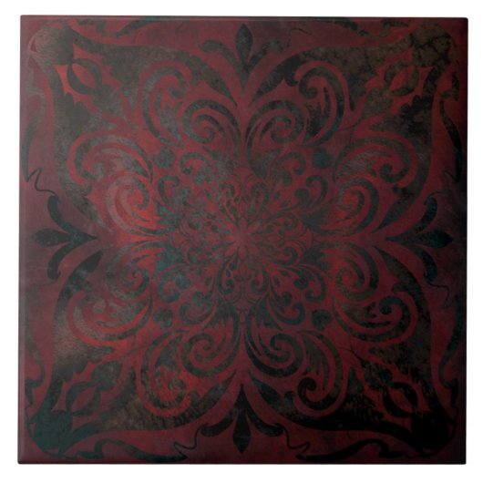 mandala zwart romantisch elegant tegeltje (Voorkant)