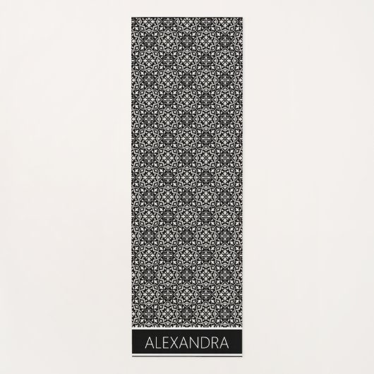 Mandala Zwart Wit Patroon Naam Gepersonaliseerd Yogamat (Voorkant)