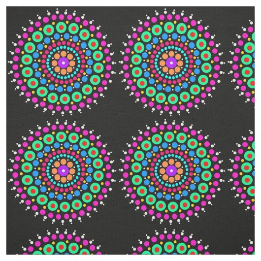 Mandala zwarte bg stof (Swatch)