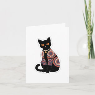 Mandala Zwarte Kat Bel Halsband Wenskaart Kaart