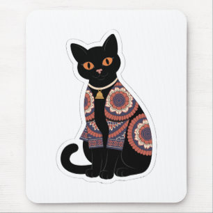 Mandala Zwarte Kat Bel Kraag Muismat