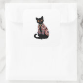 Mandala Zwarte Kat Bel Kraag Sticker (Tas)