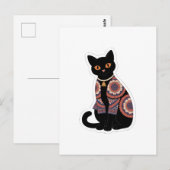 Mandala Zwarte Kat met Belhalsband Kaart (Voorkant / Achterkant)