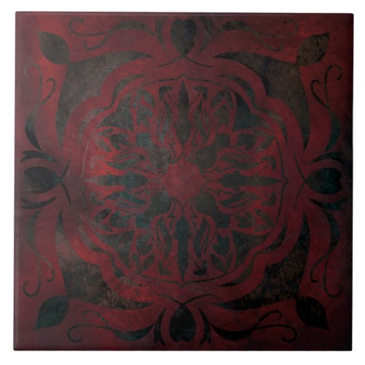 mandala zwarte romantische elegante keramische teg tegeltje (Voorkant)