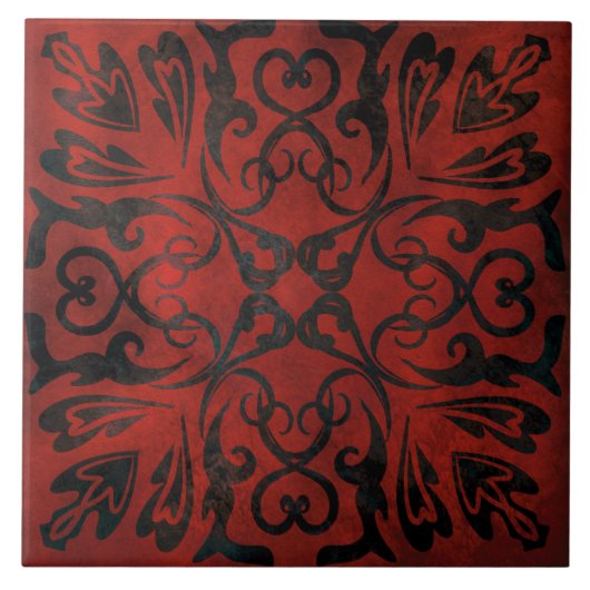 mandala zwarte romantische elegante keramische teg tegeltje (Voorkant)