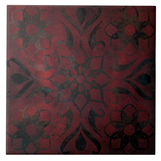 mandala zwarte romantische elegante keramische teg tegeltje (Voorkant)