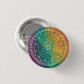 Mandalabloem in regenboogkleurige boho ronde button 3,2 cm (Voorkant /achterkant)